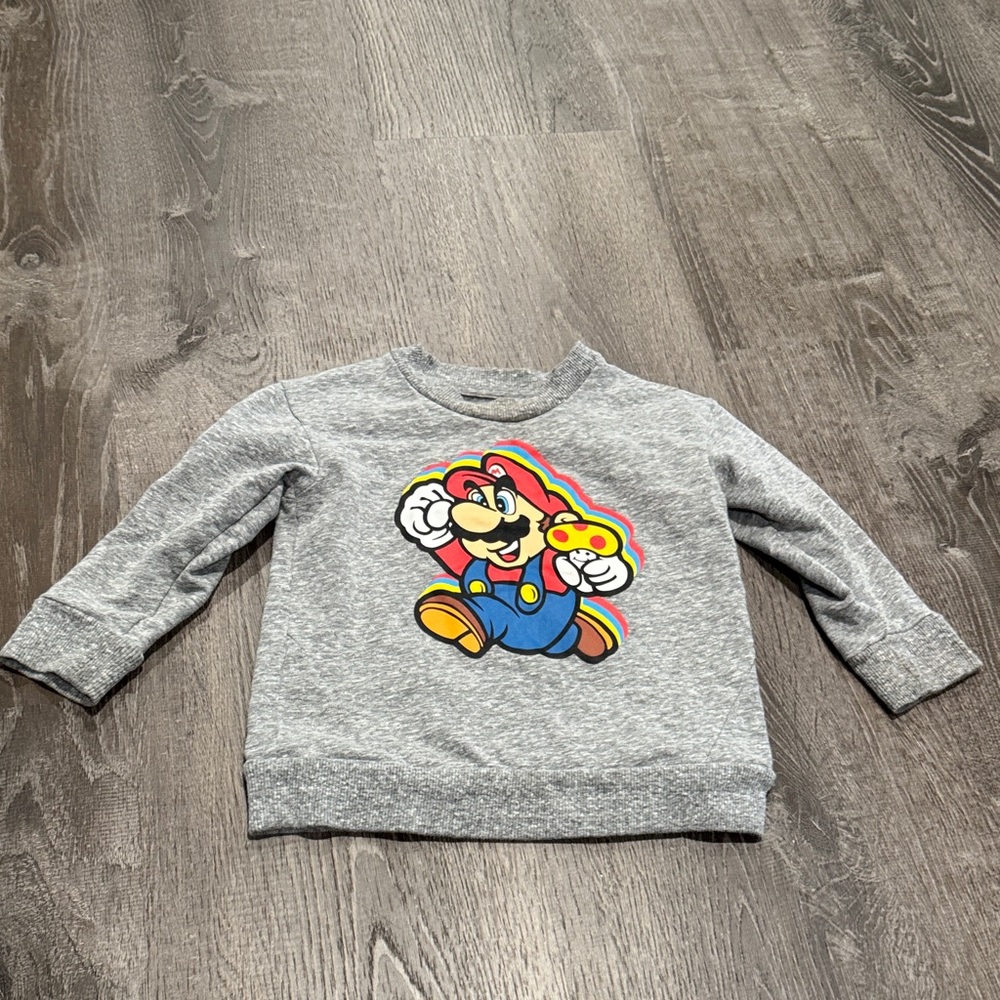 Gray Kids Sweatshirt with Mario Bros Character